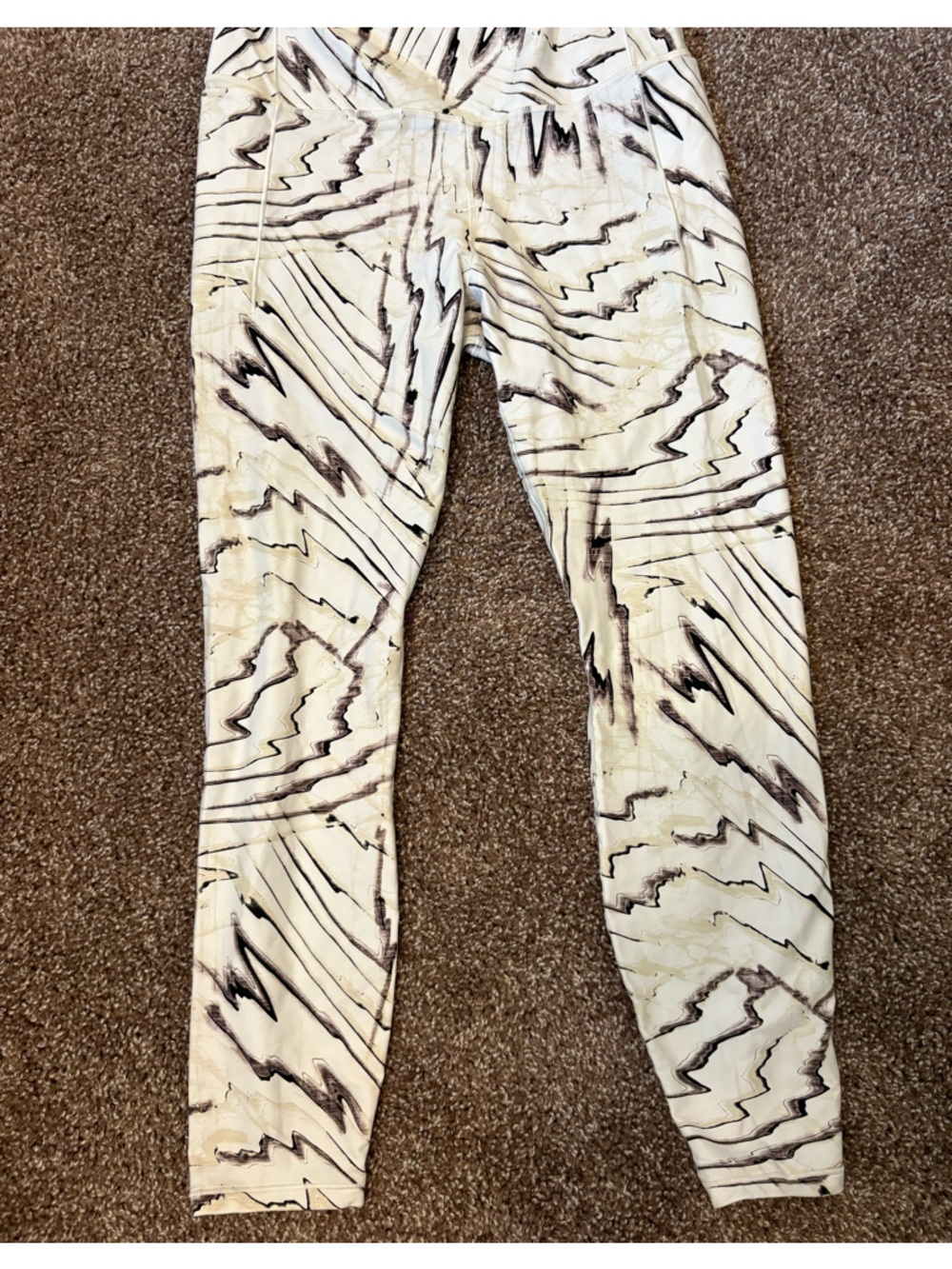 Women's Cream Printed Leggings